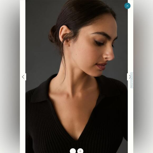 ANTHROPOLOGIE Maeve Black V-Neck Bell Sleeve Sweater Gold Button Size XXS NEW - Picture 4 of 10